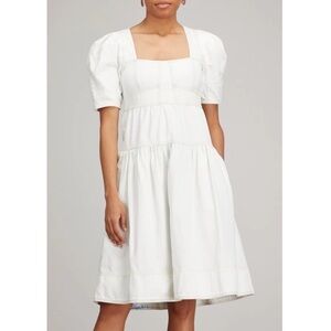 New Ulla Johnson Ames Denim Jean A Line Dress Whitewash Corset Style Sz 6